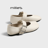 一字扣方头百搭豆豆鞋 MILLIE 复古风玛丽珍鞋 2026新品 妙丽法式