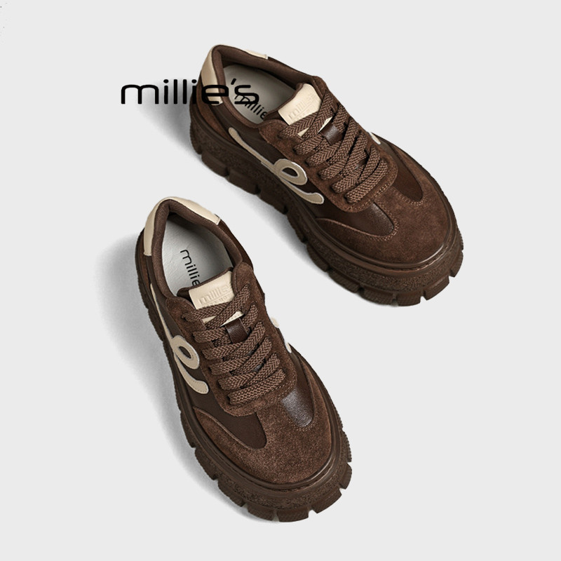 MILLIE'S/妙丽小个子增高厚底休闲板鞋新款秋复古百搭轻便松糕鞋,女鞋,德训鞋,淘宝优惠券,粉丝福利购,淘宝优惠卷