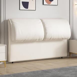 实木床头软包靠背2025新款落地大象耳朵床头屏一体落地科技布床板