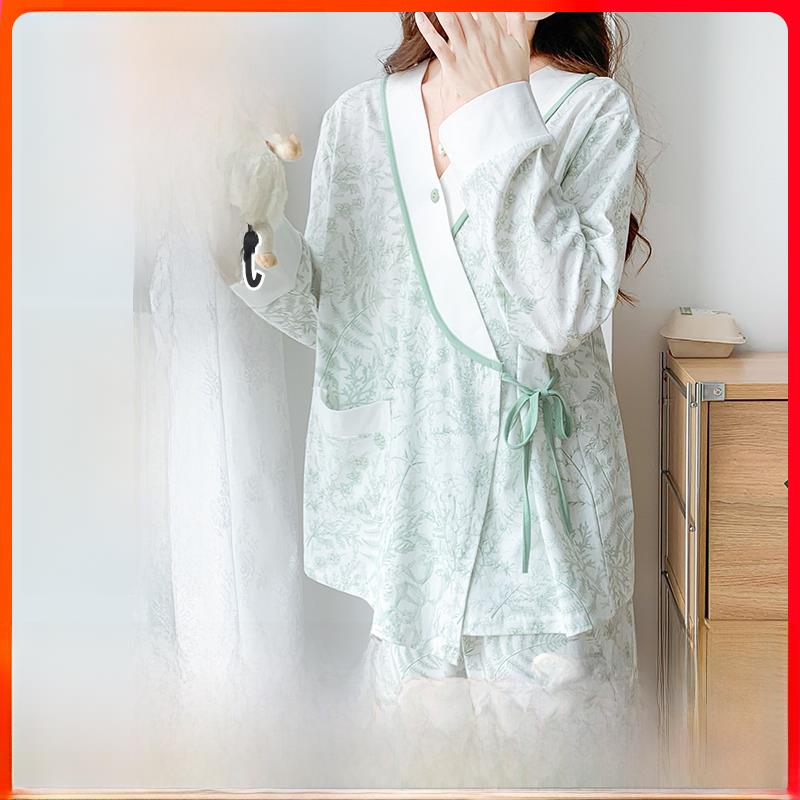 京琪产后服装夏季纯棉产后孕妇睡衣怀孕哺乳哺乳家庭服装套装