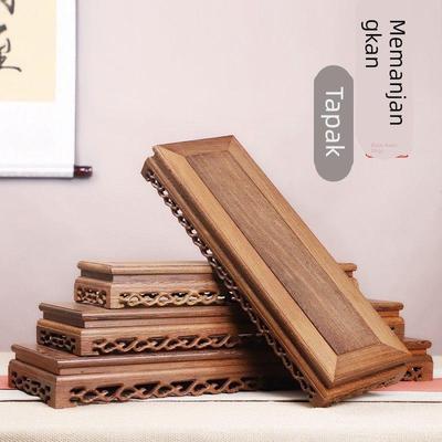 红木底座实木佛像摆件底座鸡翅木质长方形花盆泰山石奇石底座木托