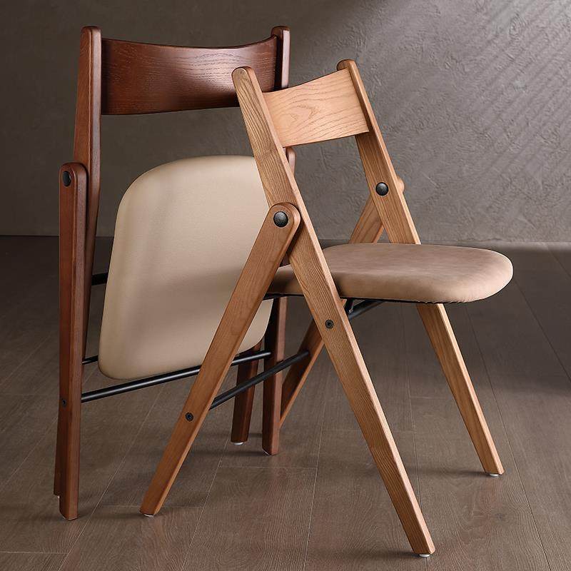 墨斗/折叠椅/中古餐椅丹麦设计师现代简约小户型家用真皮实木椅子