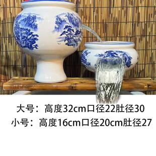 养鱼过滤器循环水古法生态鱼缸瀑布流水摆件陶瓷陶罐阳台造景全套