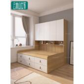 小公寓高盒子床储物柜集成节省空间榻榻米床衣柜组合空气压力抽屉