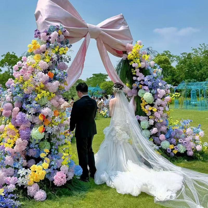 仿真花拱门婚礼布置装饰假花仿真花之窗瀑布窗帘拍摄装扮弧形花架