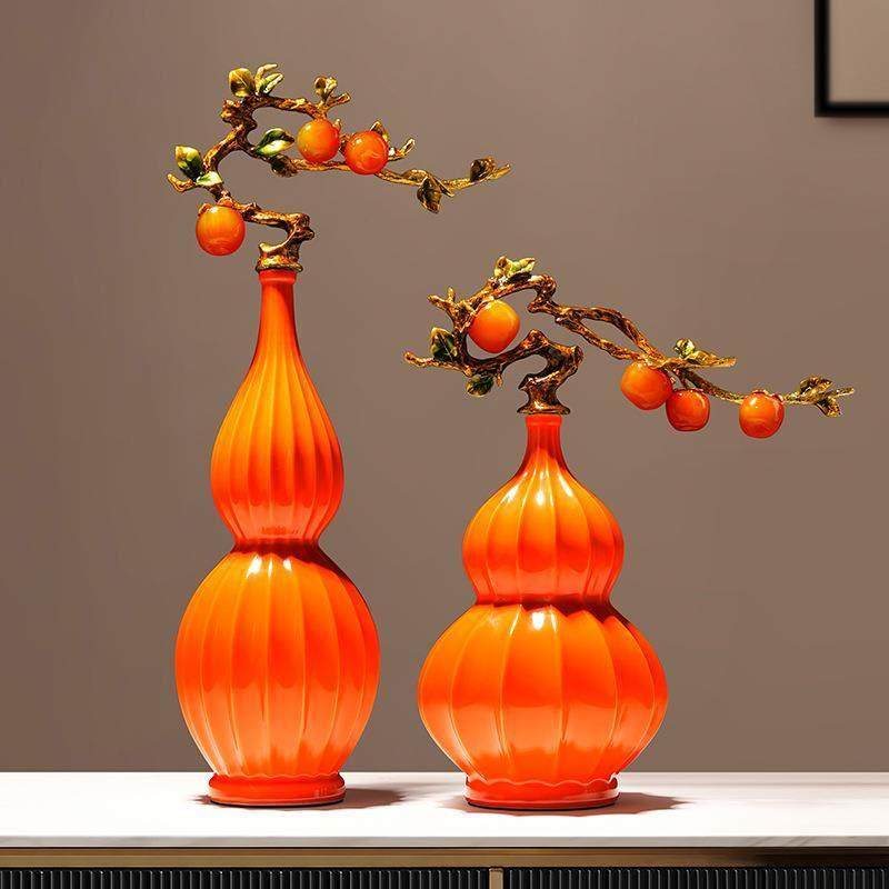 贝汉美创意新中式事柿葫芦花瓶摆件家居客厅玄关电视柜新居装饰品,家居饰品,装饰摆件,淘宝优惠券,粉丝福利购,淘宝优惠卷