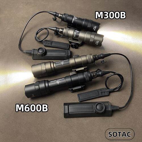 SOTAC M300B/M600B 战术金属手电筒强光LED点亮长亮 双功能鼠尾