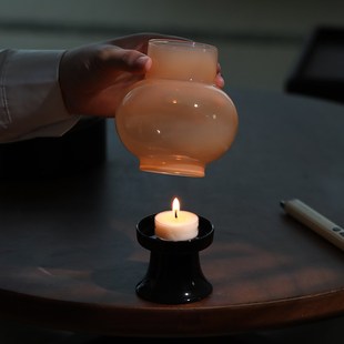 饰品琉璃罩氛围灯摆件灯盏 禅意茶室烛台家用香薰蜡烛台客厅创意装