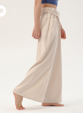 omshan·I'm a yogi·抽褶两穿阔腿翻腰裤 可束脚宽松瑜伽裤