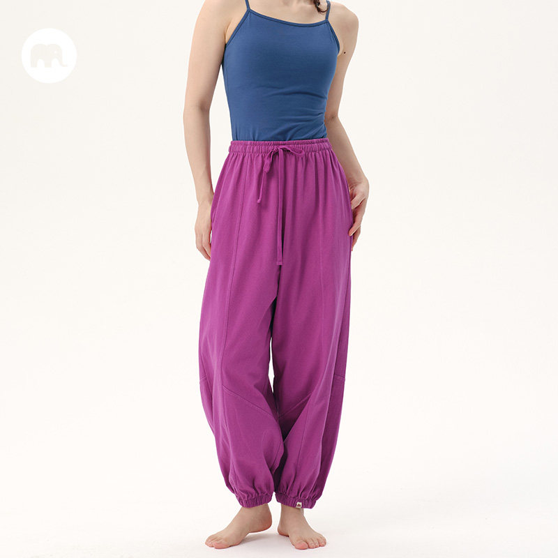 omshan.纯棉拼接宽松束脚灯笼裤  舒适休闲外抽绳瑜伽裤,运动/瑜伽/健身/球迷用品,瑜伽长裤,淘宝优惠券,粉丝福利购,淘宝优惠卷