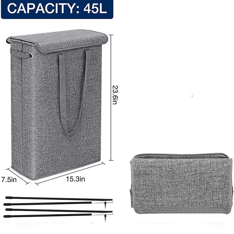 脏衣篮带盖洗衣篮窄条手细高手提脏衣篓卧室幼儿园置整物篮收