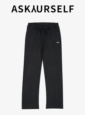 ASKAURSELF简约黑色直筒抽绳长裤通勤金属禁止TRAX慢跑者休闲裤
