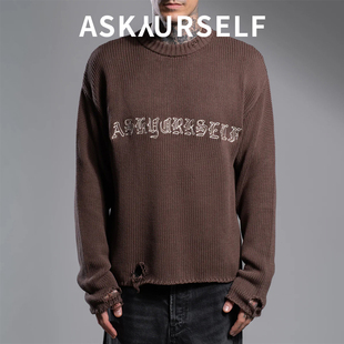 askyurselfOE驱逐舰针织圆领套头毛衣100%意大利针织棉2026新款