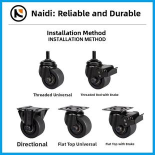 耐 脚轮2寸定向2.5寸万向轮带刹车丝杆刹车尼龙低重心设备脚轮