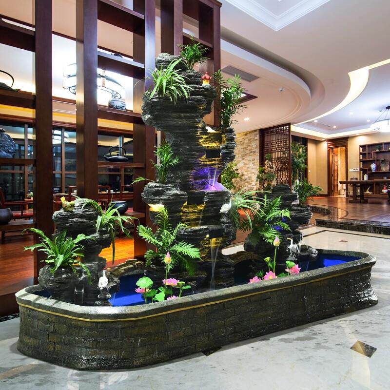 大型假山流水摆件造景喷泉水循环鱼池水景观花园阳台公司落地装饰