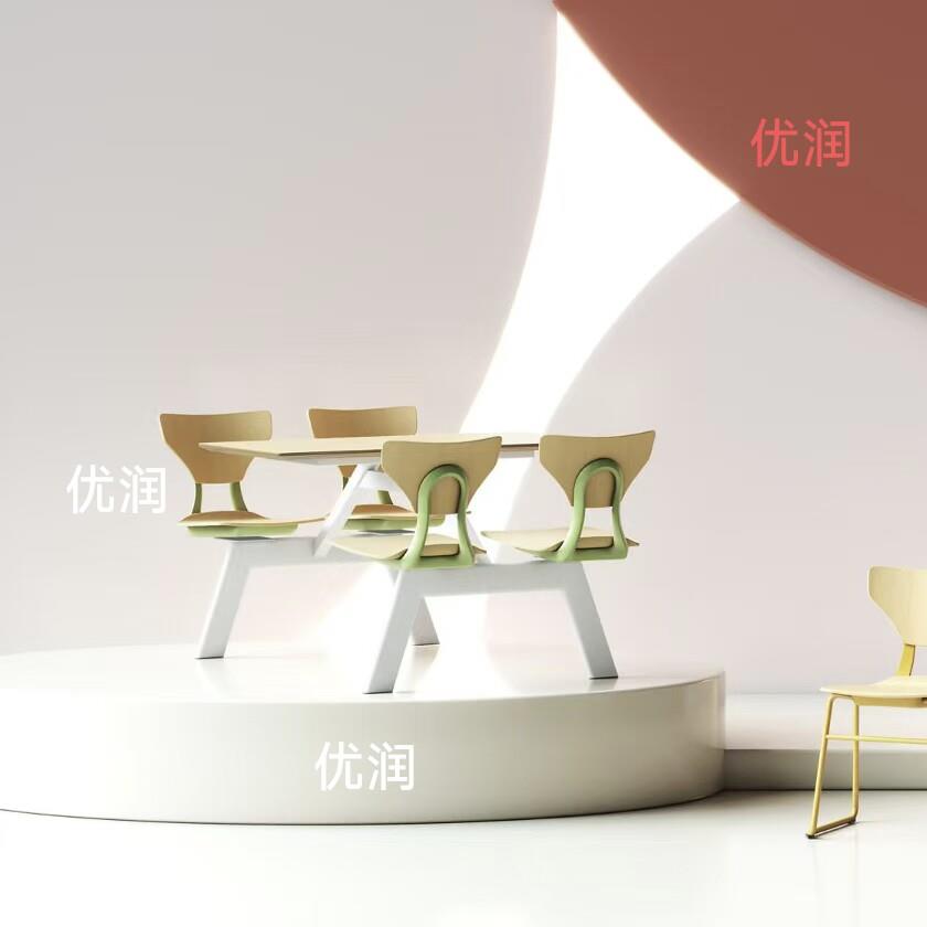 连体餐桌餐椅学校食堂餐厅员工快餐椅组合