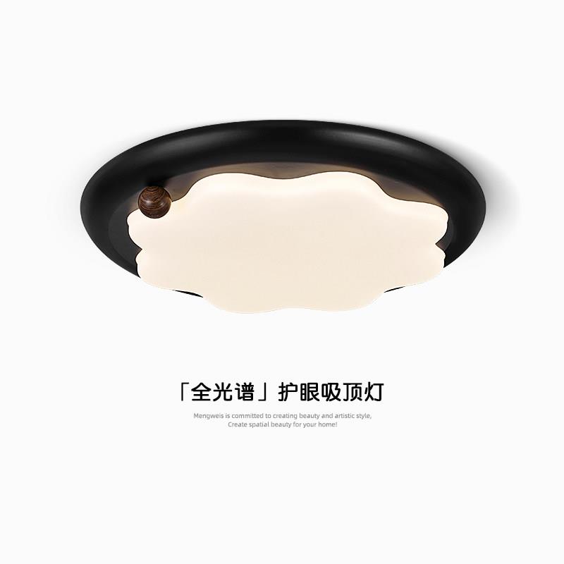 意式极简卧室吸顶灯高级感黑色餐厅灯书房复古花瓣儿童房间led灯