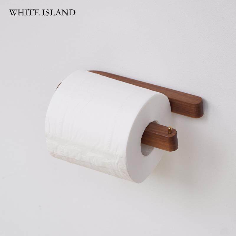 实木卫生纸架纸盒置物架免打孔化妆室纸巾架厕所纸巾盒胡桃木卷筒