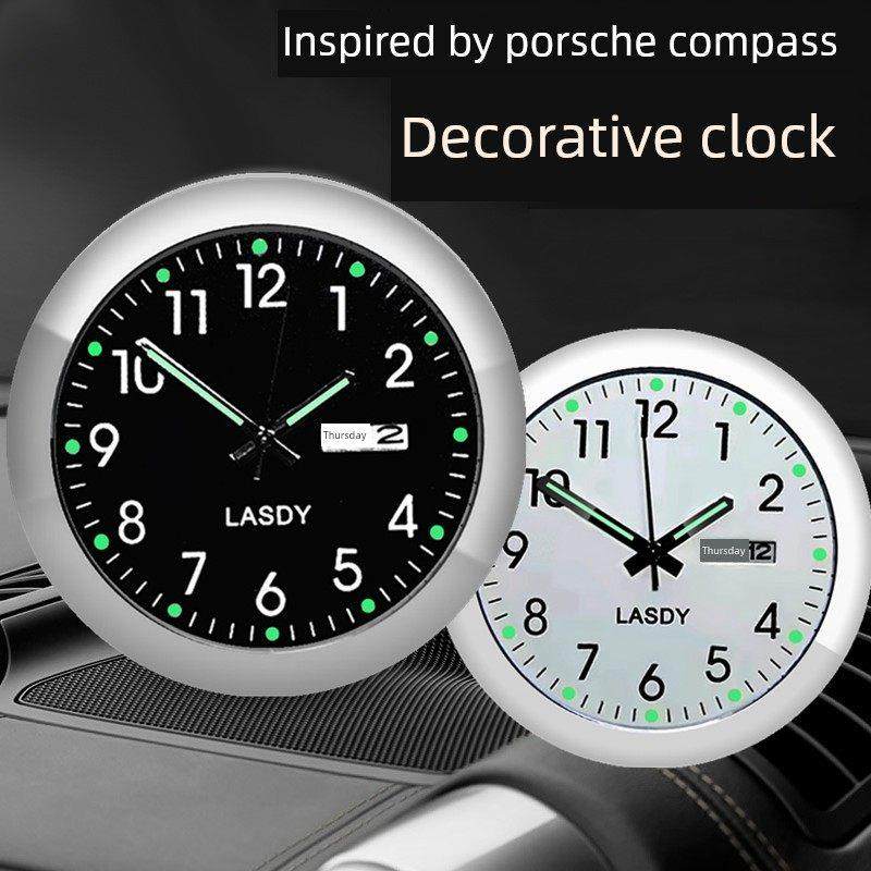 汽车车载时钟夜光中控台星期日历表日本西铁城机芯石英车用高档表