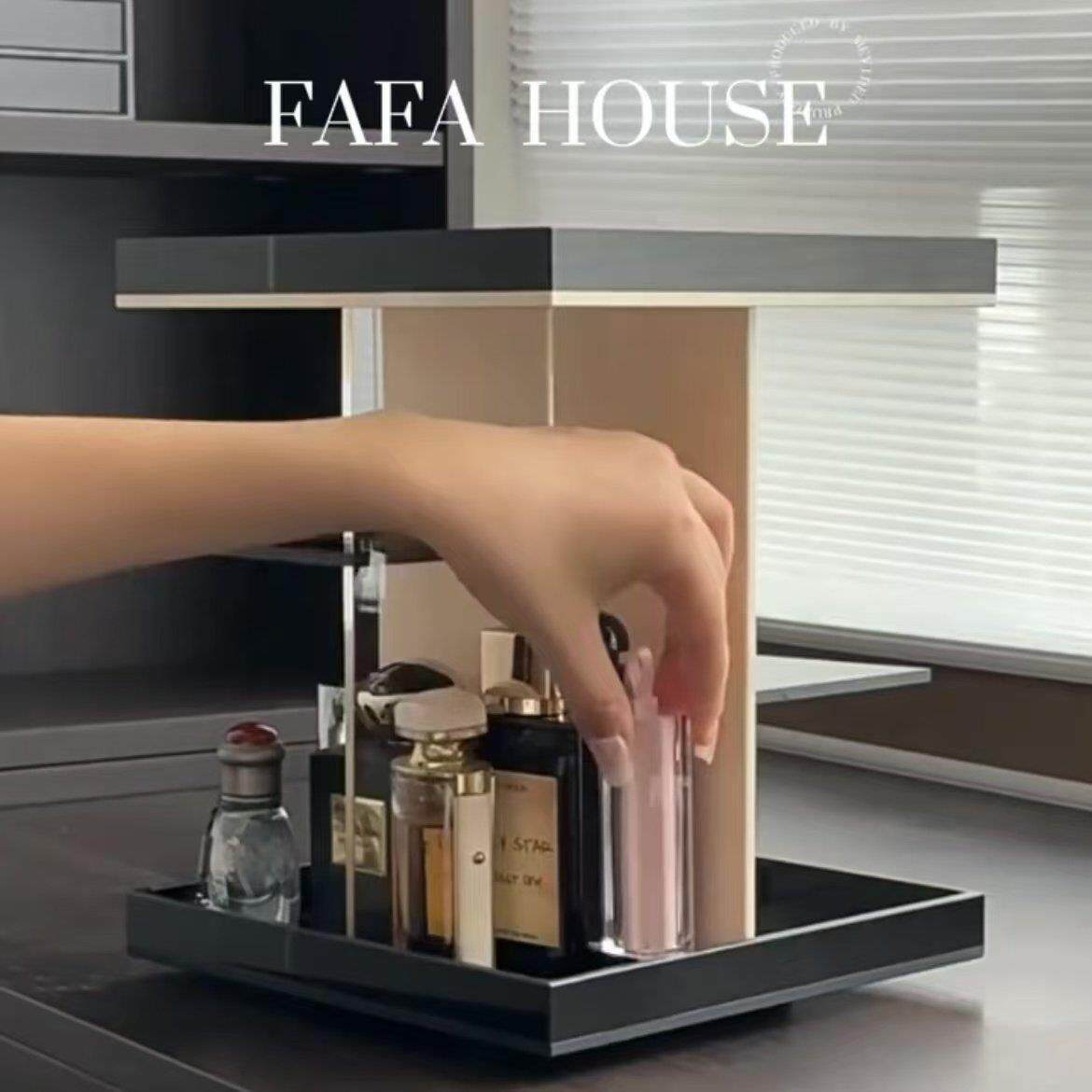 化妆品置物架化妆台桌面首饰香水托 托盘护肤品分层收纳盒旋转收