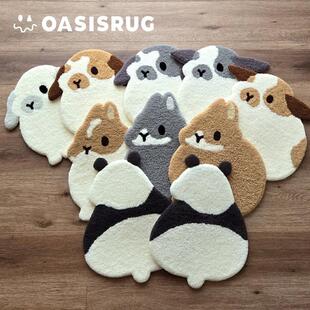 OASISRUG兔子道奇兔可爱动物tufting杯垫地毯挂毯创意礼物家居