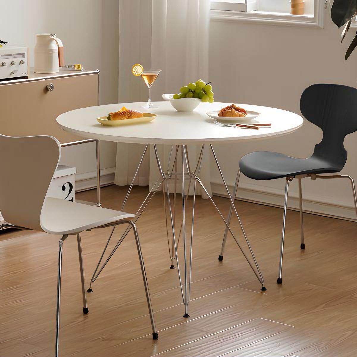 北欧伊姆斯圆桌现代简约家用小户型餐桌设计师咖啡厅白色洽谈桌