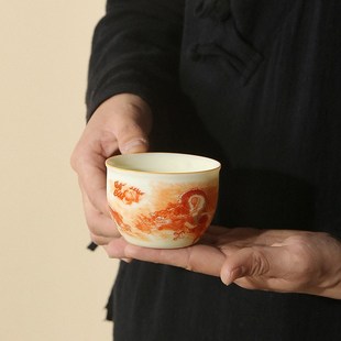 复古青花b瓷主人杯单杯陶瓷功夫茶杯个人专用单个茶盏茶碗品茗杯