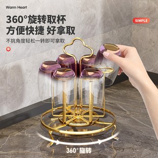 铁艺沥水杯架可旋转茶水间杯架A高端轻奢杯子架家用客厅沥水杯架