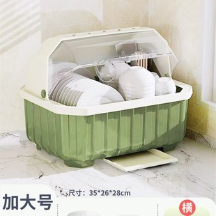 碗t筷收纳箱沥水碗架碗碟收纳盒厨房置物 透明防尘大号台面碗柜装