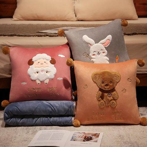 抱枕被子两用办公室午睡折叠毯子二合一汽车加厚靠垫枕头车载靠枕