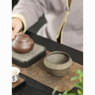 禅意水盂茶水缸家用茶渣桶茶 工纯手纯锡复古建水茶渣茶洗IXB缸式