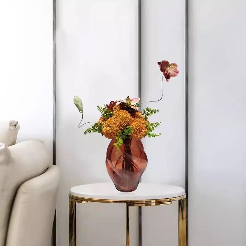 现代粉红花瓶艺花器花摆件售楼处色样板房餐桌客插厅MZQ绿植假花