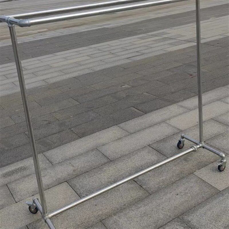 服装展示架水管晾衣架镀锌钢管落地室F内阳台双杠服装店衣服挂衣