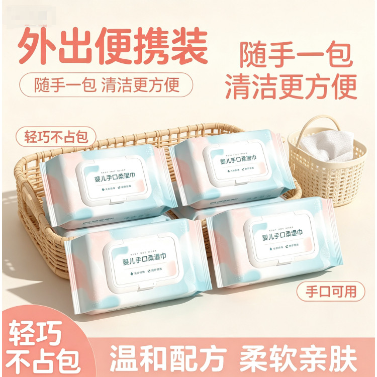 加厚手口屁专用宝宝幼儿童抽取式家庭实惠装湿纸巾婴儿湿巾大包