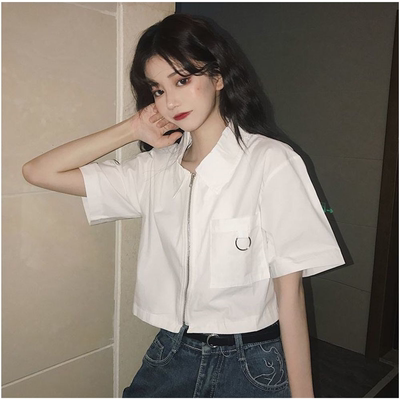短袖衬衫女夏季泫雅风款拉