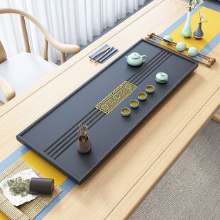 乌金石茶盘茶盘家用办公内嵌式一体窗花过滤直排水功夫茶海茶具