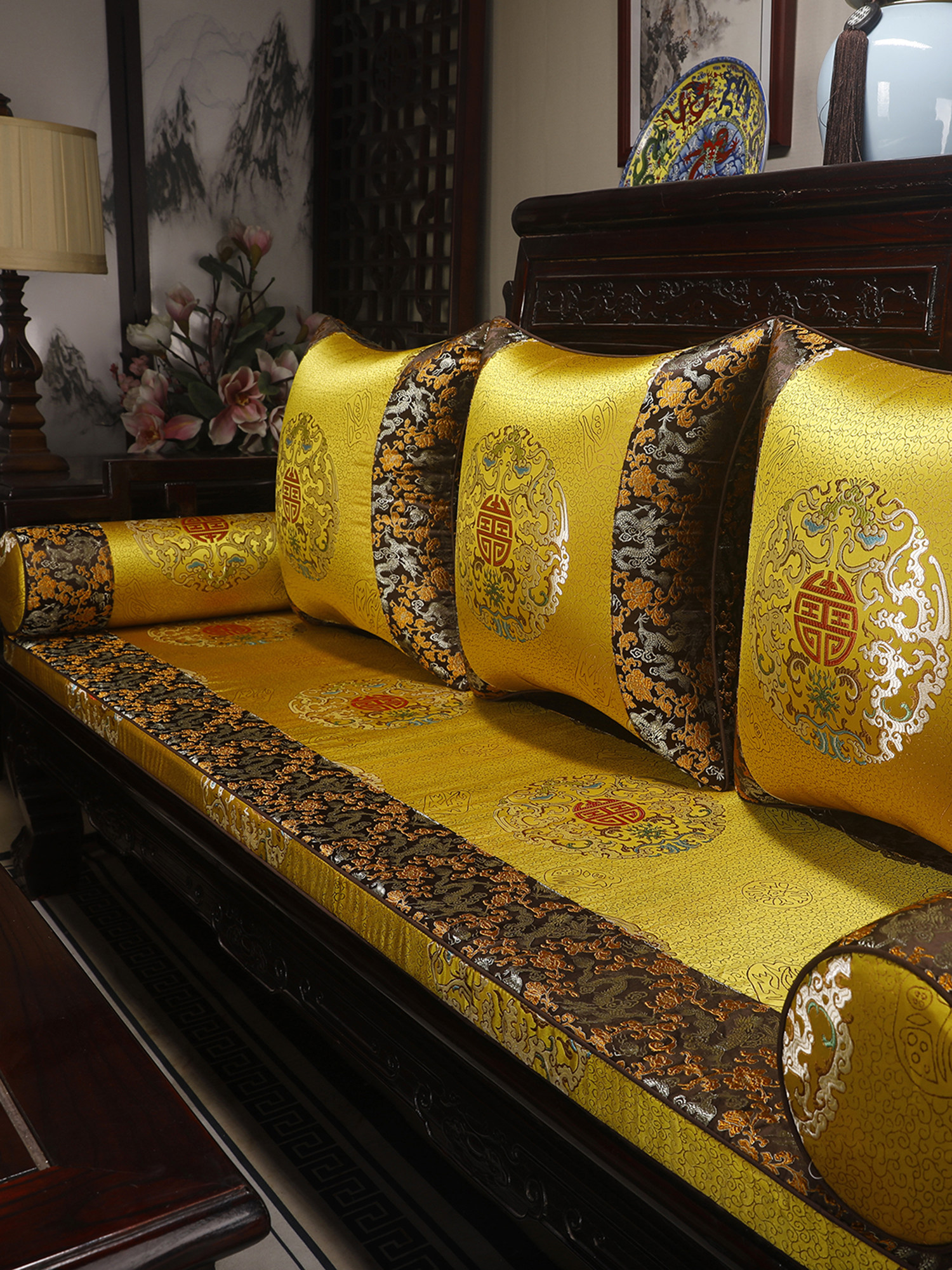 新中国风红木沙发座垫，实木家具，罗汉床沙发座垫，四季通用防滑