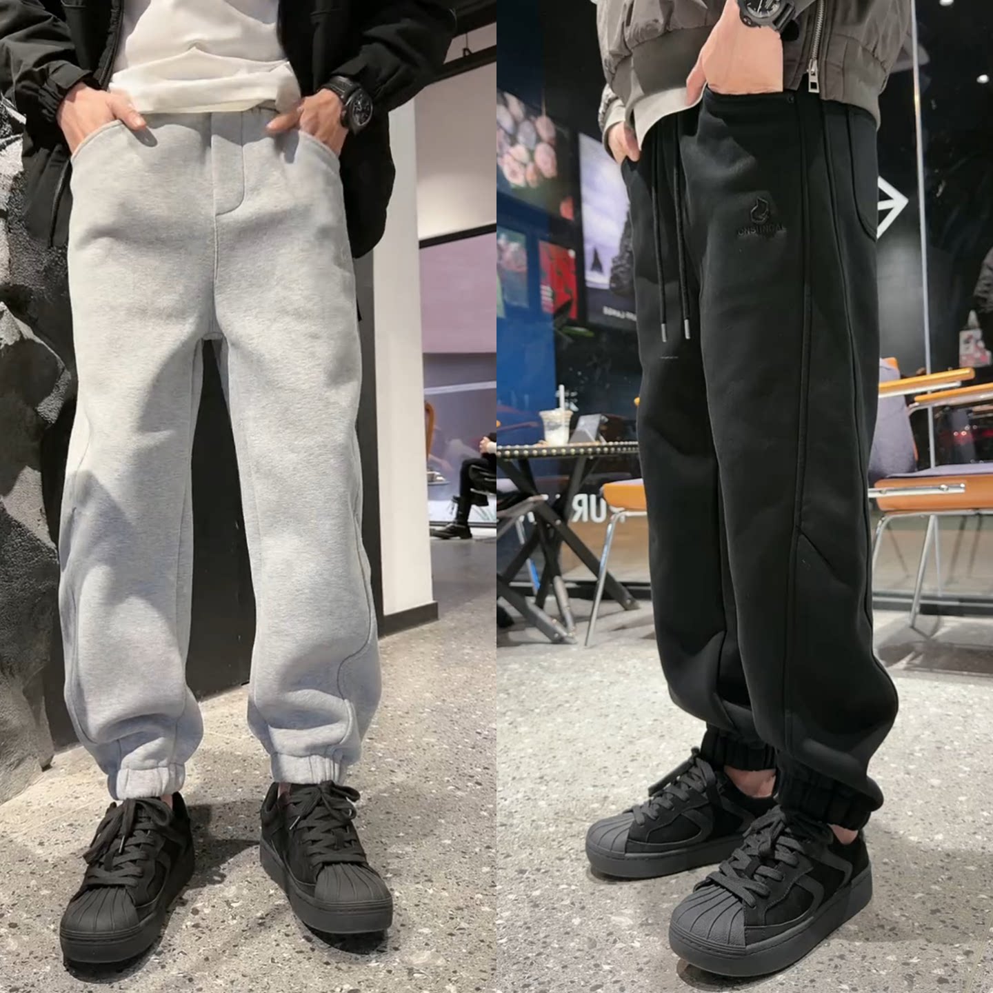 时尚男同款秋季男士百搭休闲裤美式束脚运动卫裤潮流男裤纯色简约