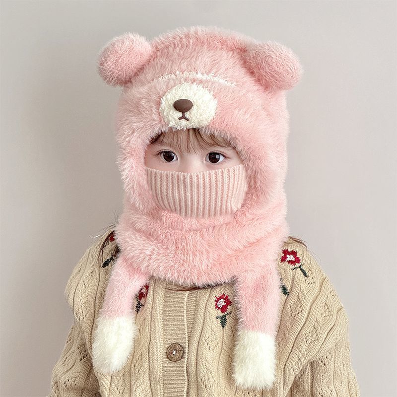 儿童帽子口罩围脖一体帽冬季加厚