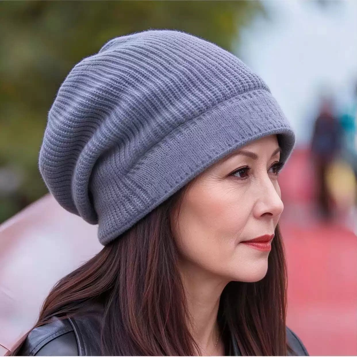 批发-加绒款堆堆针织帽女秋冬保暖加厚中老年妈妈帽休闲护耳防寒