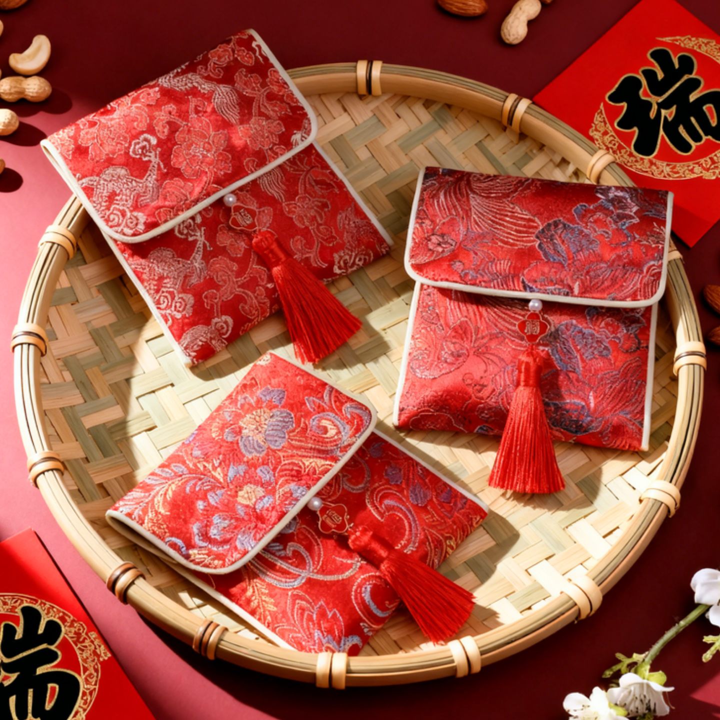 国潮红色织锦提花首饰袋流苏装饰高级感收纳袋锦囊喜钱喜糖福袋,饰品/流行首饰/时尚饰品新,首饰袋,淘宝优惠券,粉丝福利购,淘宝优惠卷