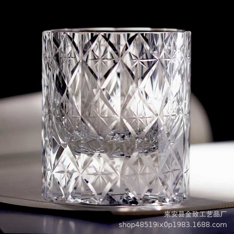 高级感星辰威士忌酒杯手工K9无铅玻璃水晶杯江户切子洋酒杯礼盒装
