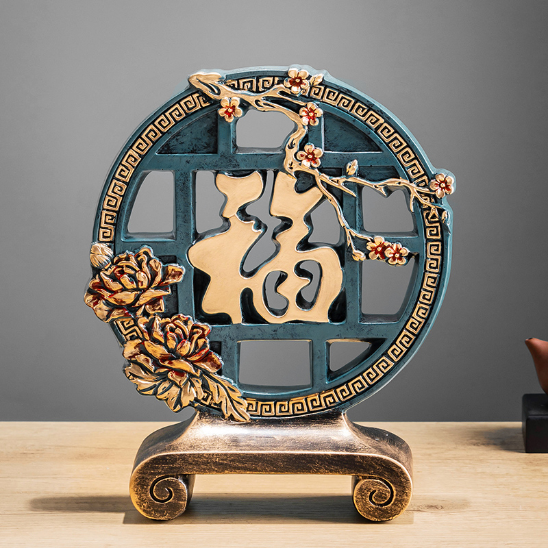 现代轻奢招财福字摆件客厅电视柜创意酒柜玄关家居工艺术软装饰品