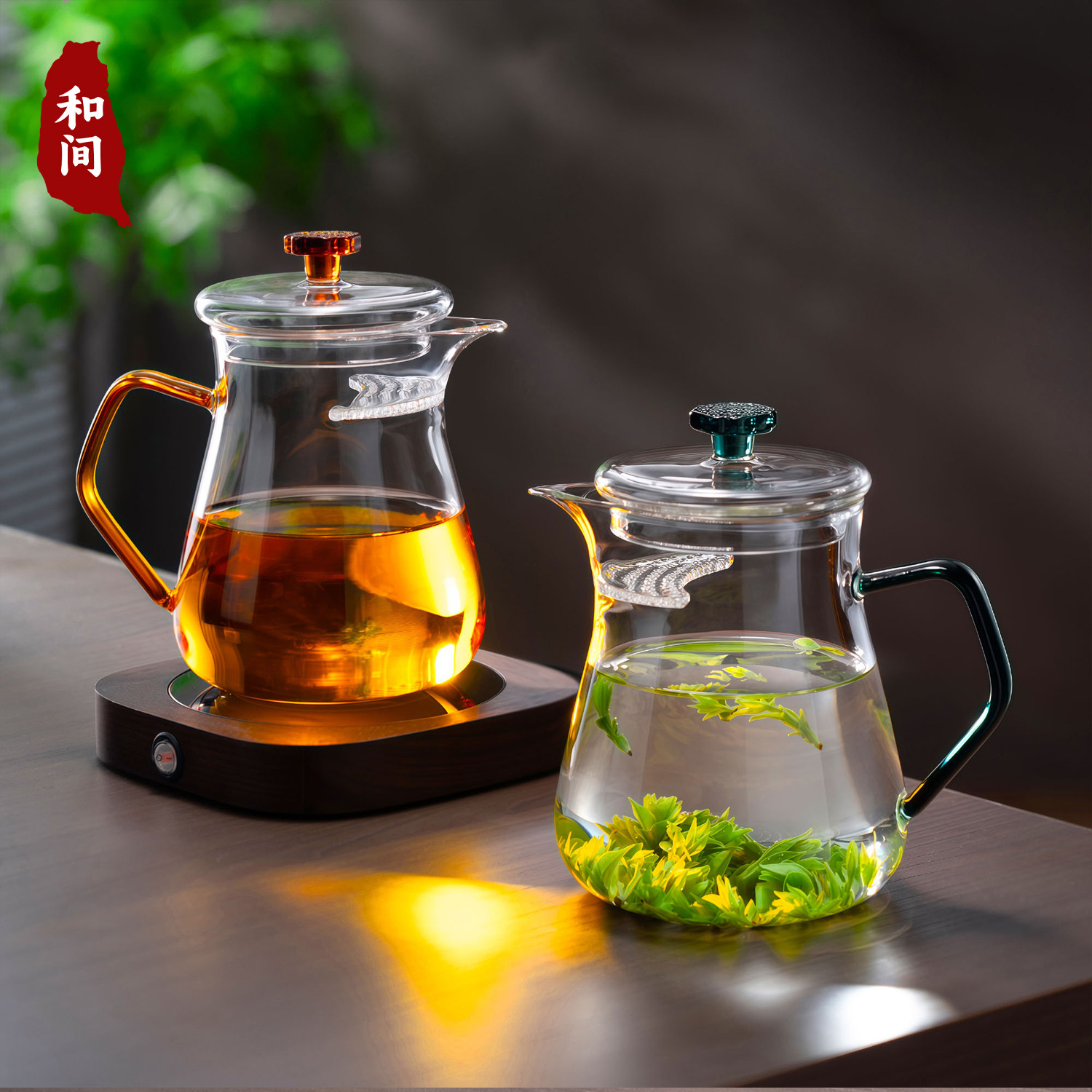 玻璃月牙杯带盖耐热茶漏过滤一体图片