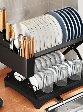 厨房碗架双层碗碟架碗盘碗碟置物架碗筷沥水架收纳架子接水盘