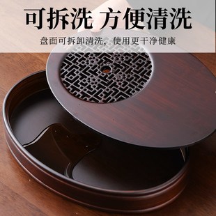 家用茶台小型楠竹茶盘托盘沥储圆形水干泡茶台办公室 茶盘2024新款