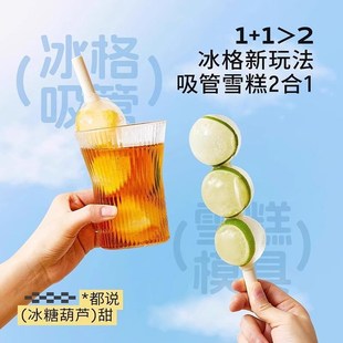 冰糖葫芦冰球雪糕模具辅食冷冻冰格家用冰箱冰块冰棒冰淇淋吸管冰