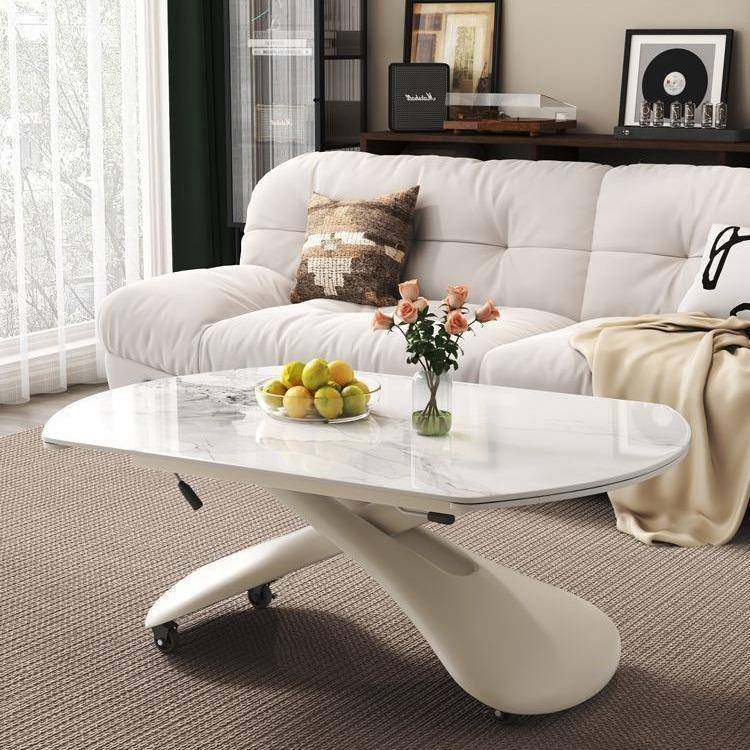岩板升降移动法几式奶油圆风茶小餐桌YBU两用客厅多功能户型家用,住宅家具,茶几,淘宝优惠券,粉丝福利购,淘宝优惠卷