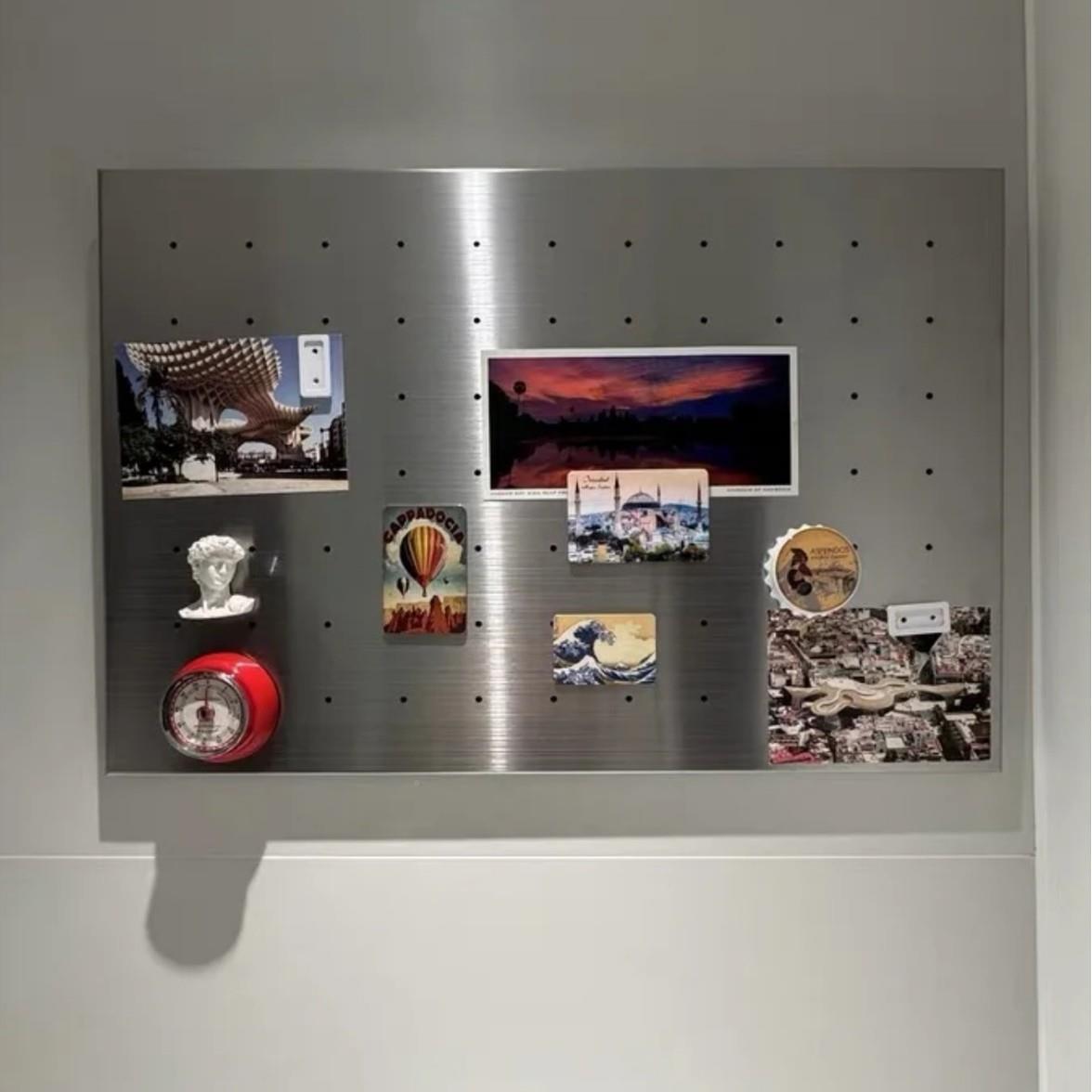 洞洞物板置架架墙面装饰品墙挂板收纳墙展示磁拉吸丝不锈铁洞金属
