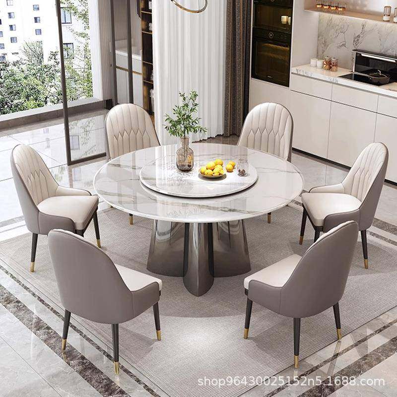 式轻奢大理石圆形餐桌椅高端亮组光合超晶石微晶石岩板餐桌意2209,商业/办公家具,餐桌椅系列,淘宝优惠券,粉丝福利购,淘宝优惠卷